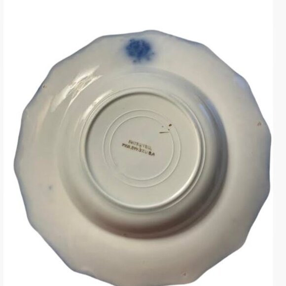 Vintage Grindley Argyle Pattern Flow Blue Bowl with Gold Accents  4 Pieces  VGUC - Picture 6 of 16